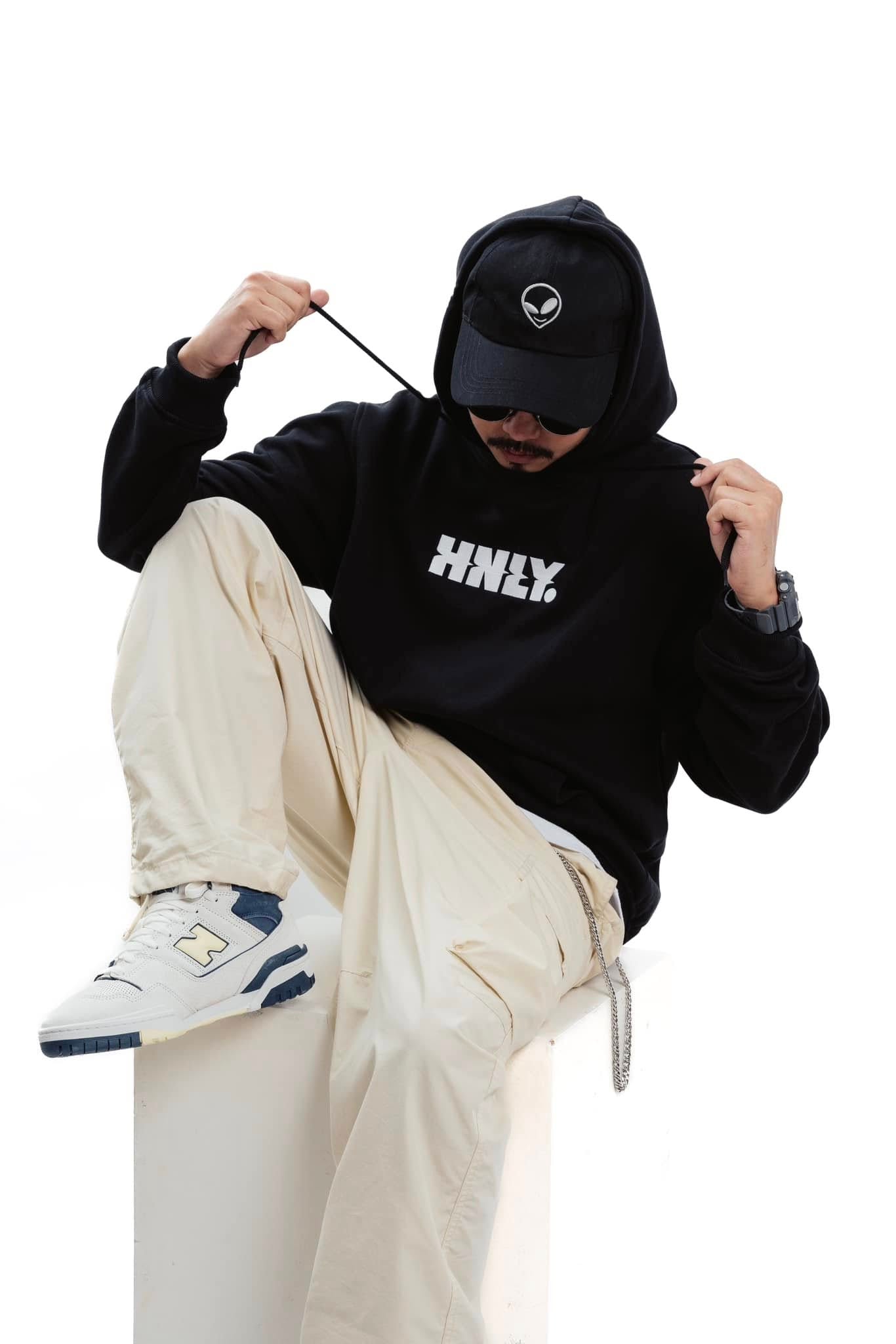 HNLY Logo in Black Hoodie