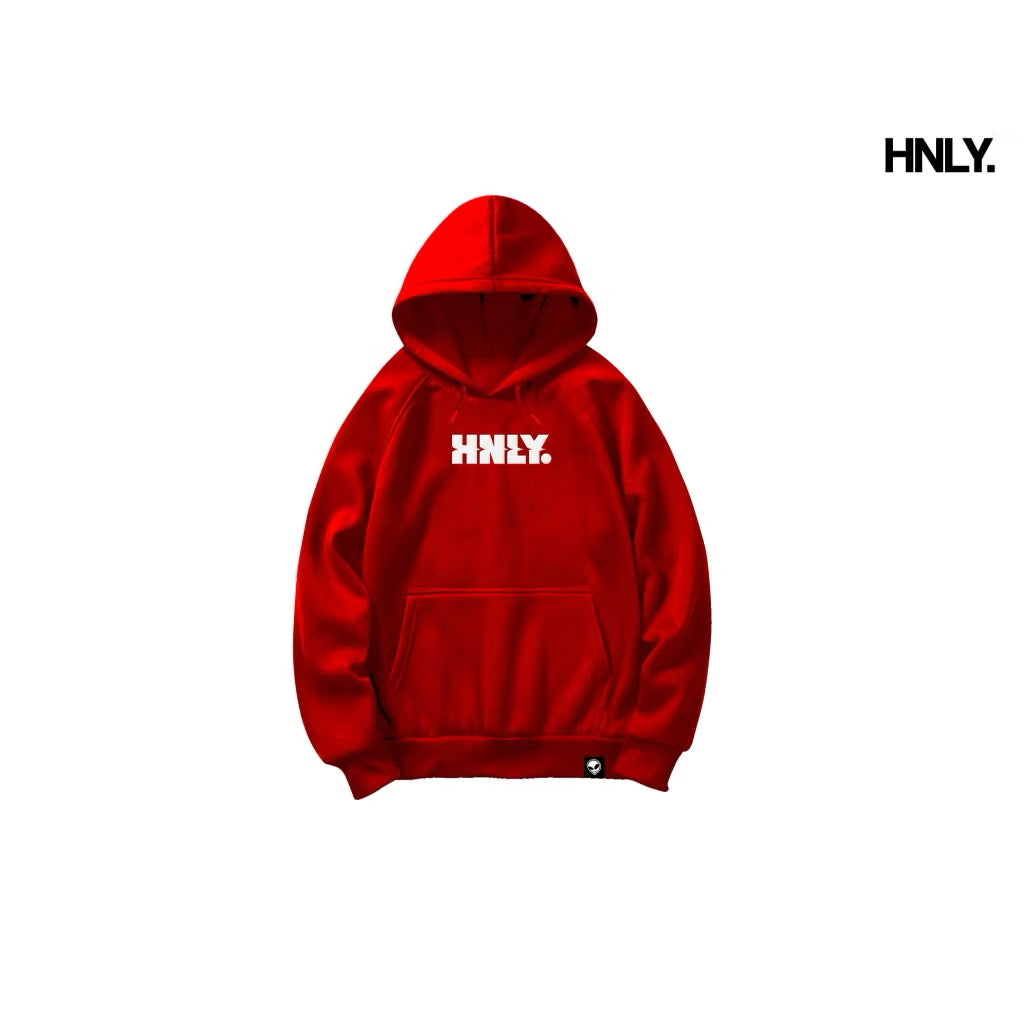 HNLY Logo in Red Hoodie